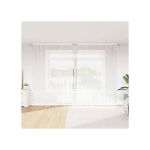 Blommönstrad spetsgardin - vidaXL - 300x300 cm - Vit - Polyester - Ljusfiltrerande - Integritetspaneler Vit