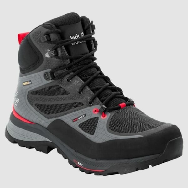 Jack Wolfskin FORCE TREKKER TEXAPORE MID trekkingskor - Svart/Röd - Herr - Storlek 42,5