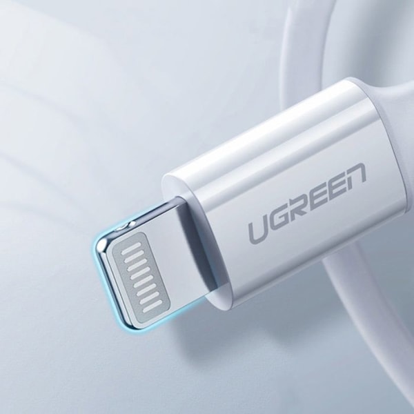 USB-C till Lightning MFi-kabel, 3A, 2m - Ugrön - Vit