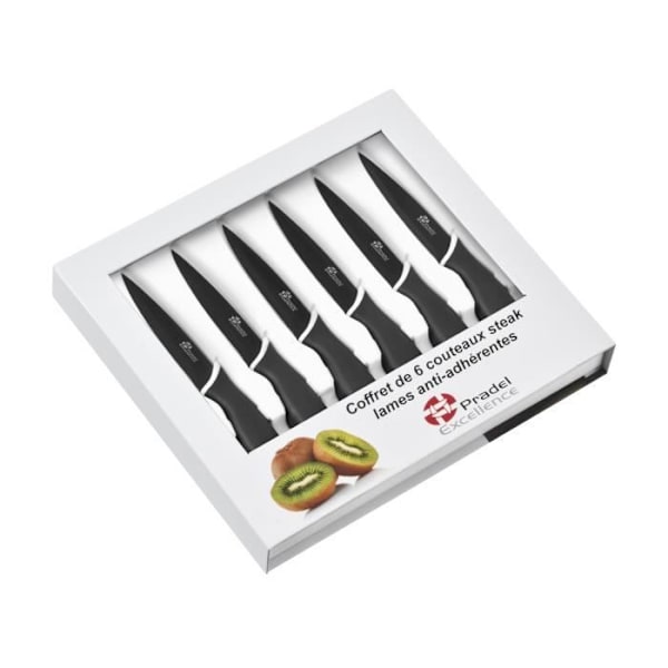 PRADEL EXCELLENCE Box med 6 stekknivar CC006N blad 10cm svart Svart