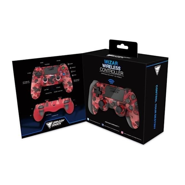 Gamepad - DragonShock - MIZAR BT - Camouflage Red - Bluetooth - Vibration Röd kamouflage