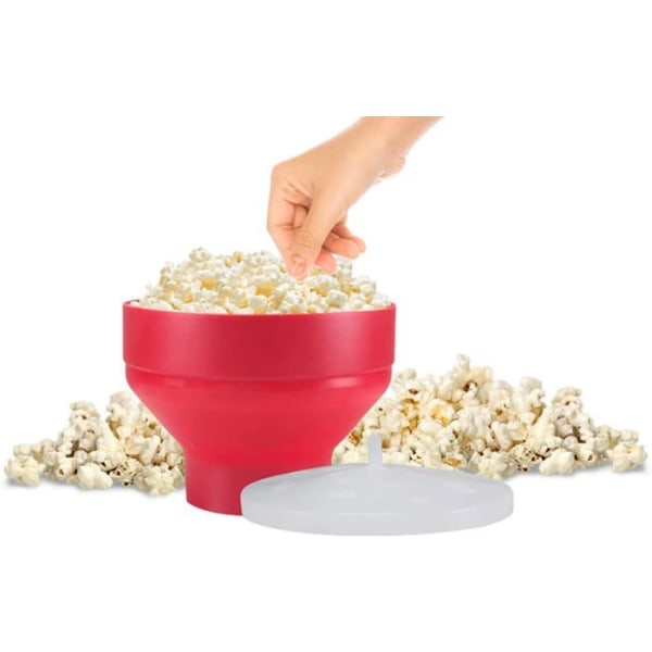 Beper elektrisk popcornmaskin - C106CAS002 - Mikrovågspopcorn med hopfällbar skål för friska popcorn, röda