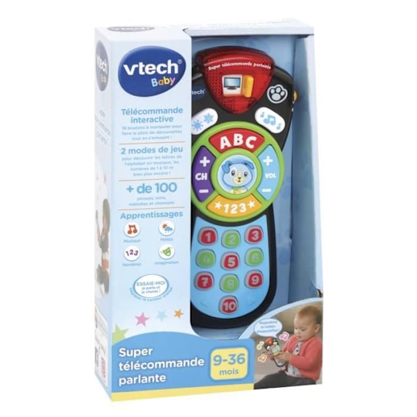 Interaktiv fjärrkontroll - VTECH BABY - Super Talking Remote Control - Blandad - Blå - 9 månader och över Flerfärgad