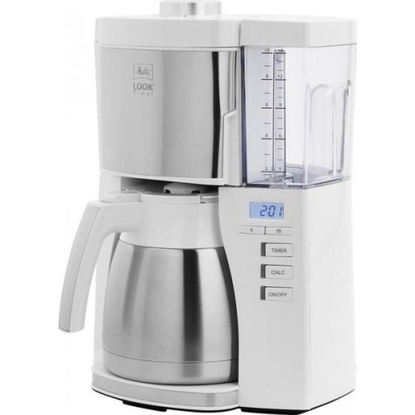 Melitta Look V Therm Timer 1025-17 Programmerbar Kaffebryggare Vit/Stål - 10 koppar - Automatisk avstängning