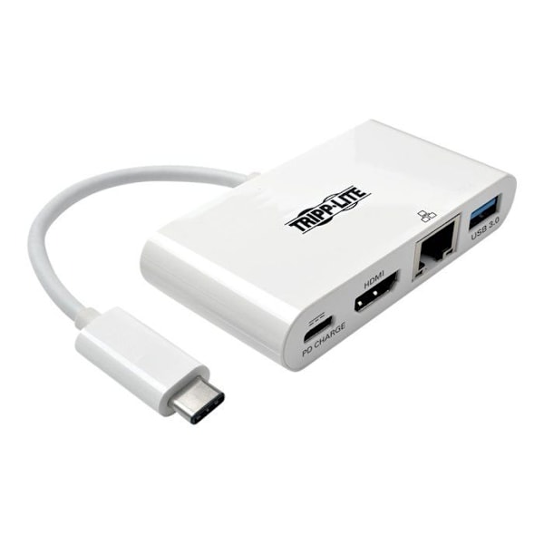 Höghastighets HDMI-kabel med Ethernet - TRIPP LITE - 1080p - PD-laddningsport - USB-A 1,5 A - Plug and Play Vit