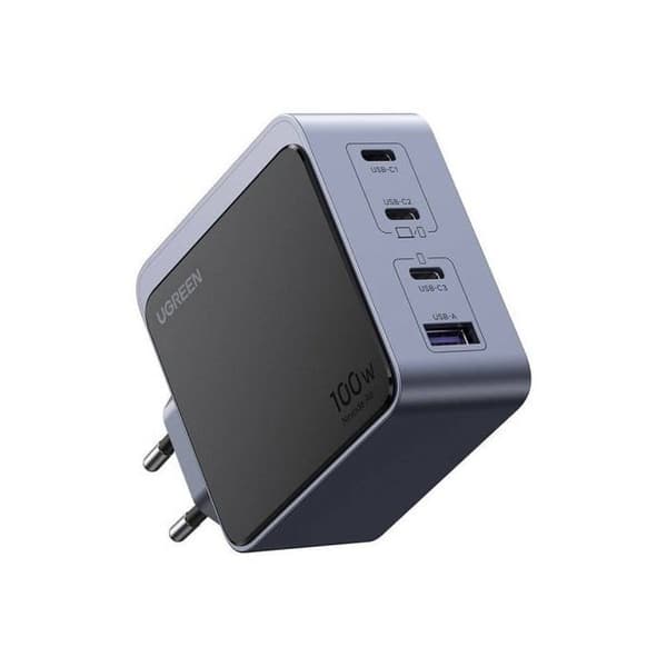 Snabbladdare - UGREEN - Nexode S - 100W - 4 USB-portar - GaN-teknik - Grå Grå