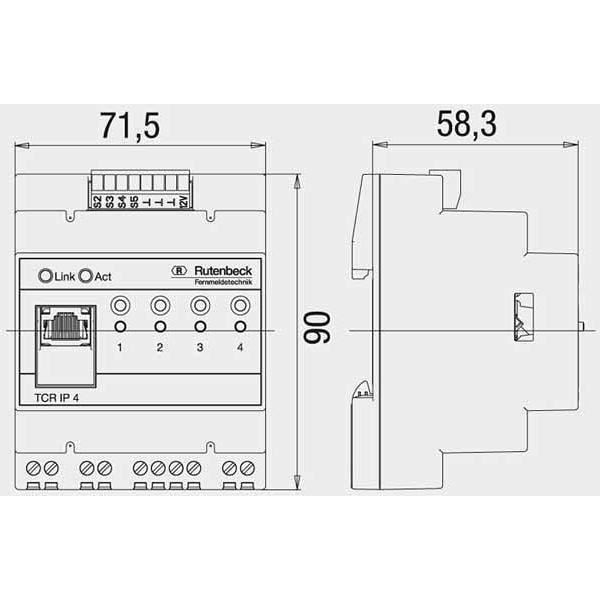 Rutenbeck (700802610) TCR IP 4 R-Control IP 4 Fernschaltgerät, Netzwerkanschluss, Zeitschaltfunktion, Temperatur, REG, ljusgrau