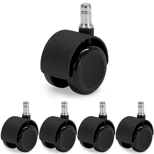 Självbromsande hjul för kontorsstol Waytex 78600 Självbromsande lastad stol, diameter 50 mm för hårda golv, set om 5 svarta Svart