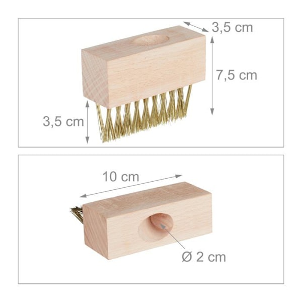Fogsvamp – Relaxdays – 10046009 – Set med 6 – Robust stål – Bokträ ljusbrun, gyllene