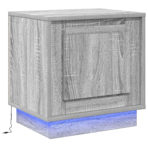 Sängbord - Grå Sonoma - 1 låda - LED - 44x34,5x45 cm Grå