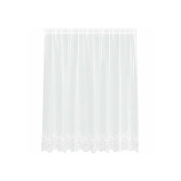 Blommönstrad spetsgardin - vidaXL - 180x200 cm - Vit - Polyester - Ljusfiltrerande - Flexibel installation Vit