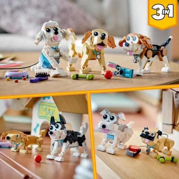 LEGO® Creator 3-i-1 31137 Bedårande hundar, tax, mops, pudelminifigurer, barn från 7 år