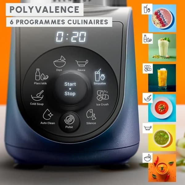 Mini blender - MOULINEX - LM19H4F0 - 1 000 W - 8 automatiska program - Blå Blå