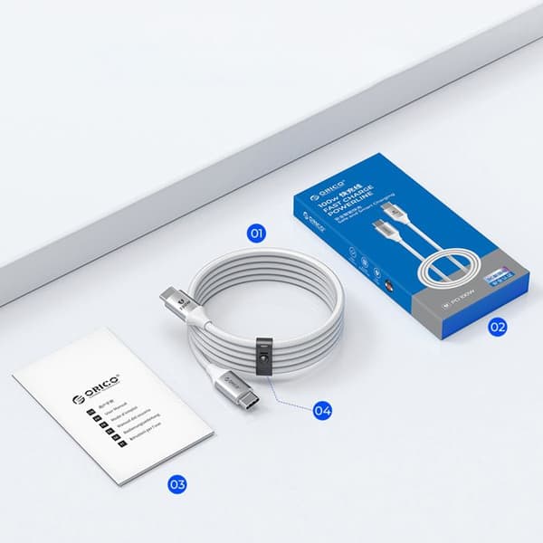 USB-C-kabel CDX 100 W 5 A Power Delivery 1 m - Vit