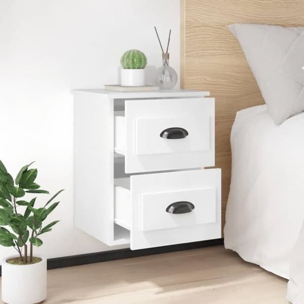 vidaXL Väggmonterat Sängbord Blank Vit 41,5x36x53 cm 816396