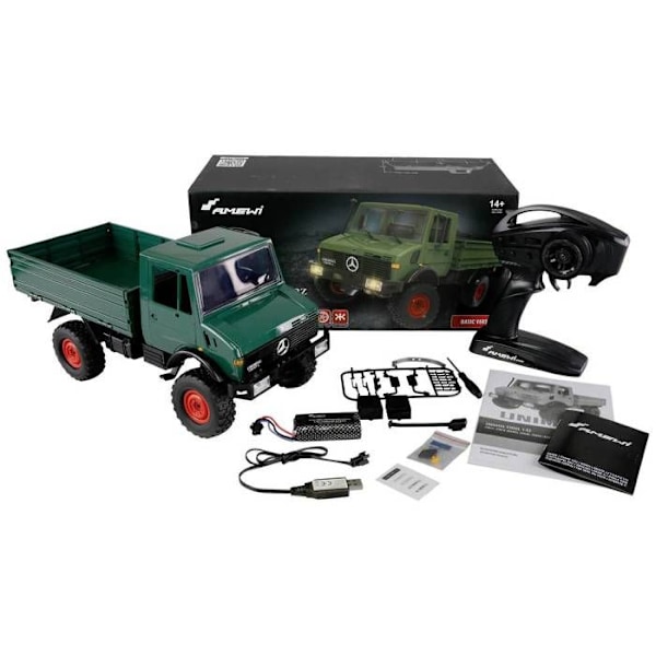 Amewi 22632 Unimog Basic, grön 1:12 elektrisk RC-lastbil redo att köras (RtR)