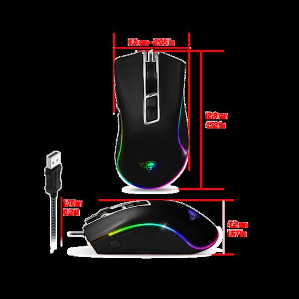 Souris Gaming - SPIRIT OF GAMER - PRO-M6 - LED RGB - 6400 DPI - 8 Programmerbara Knappar Svart