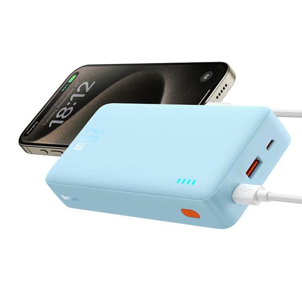 Extern USB-batteri - BASEUS - Airpow (P10022804313-00) - 20 000 mAh - 20 W - Typ-C & Micro-USB Galaxy Blue
