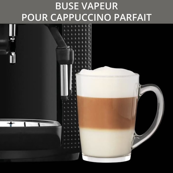 KRUPS kaffebönmaskin, 1,7 l, espressomaskin, ångmunstycke för cappuccino, 2 koppar samtidigt, Essential YY8135FD Svart