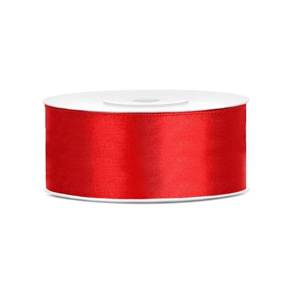 Röd satängband 2,5 cm x 25 m - Röd Röd