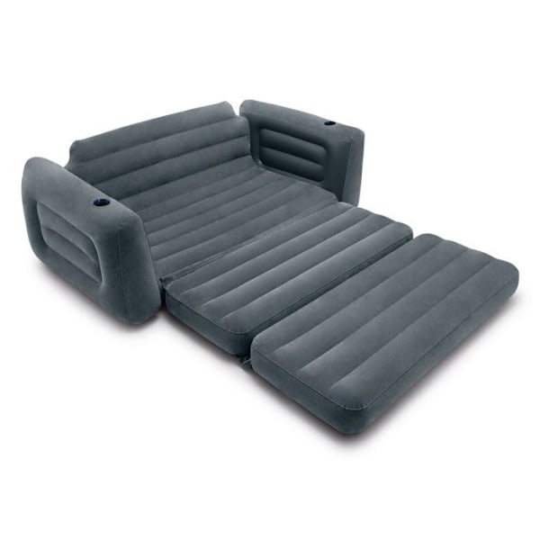 INTEX 66552 Dubbel 2-sits uppblåsbar bäddsoffa 203x224x66 - Grå - Plast - Harts - Tyg Grå