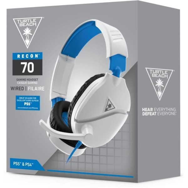 Turtle Beach Recon 70P Gaming Headset för PS4/PS5 - Vit - TBS-3455-02 VIT BLÅ