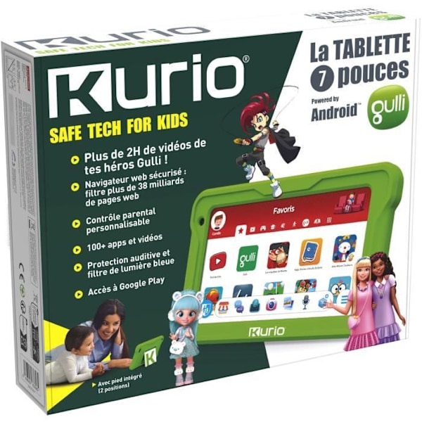 Surfplatta - Kurio - Gulli 7 tum - Android 13 - Föräldrakontroll - 100+ appar Grön
