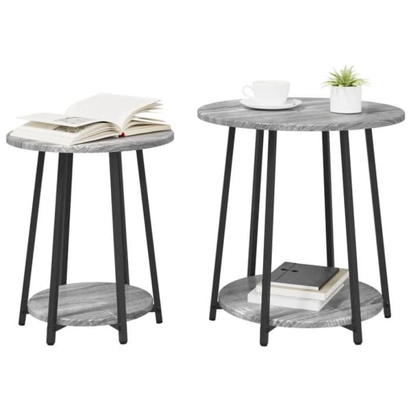Sido bord - Grå Sonoma - Ingenjörs trä - Metall - Modern design Grå