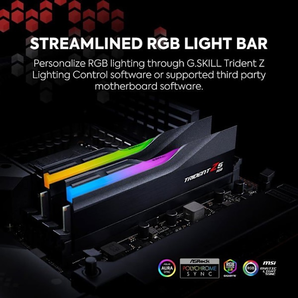 G.Skill Trident Z5 RGB 32 GB (2 x 16 GB) DDR5 7200 MHz CL34 - Svart - Dual Channel Kit 2 DDR5 RAM-minnen PC5-57600 - F5-7200J34