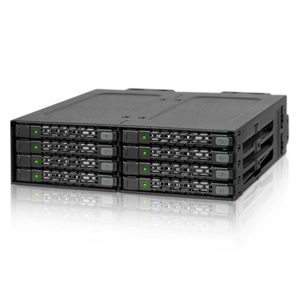 RAID-rack för 8 2,5" SATA-hårddiskar - ICY DOCK MB998SP-B - Svart - Antivibration Svart