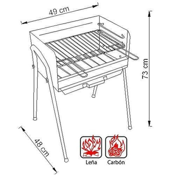 IMEX EL ZORRO Grill med zinkpläterad grill, svart, 49 x 48 x 73 cm - 71762