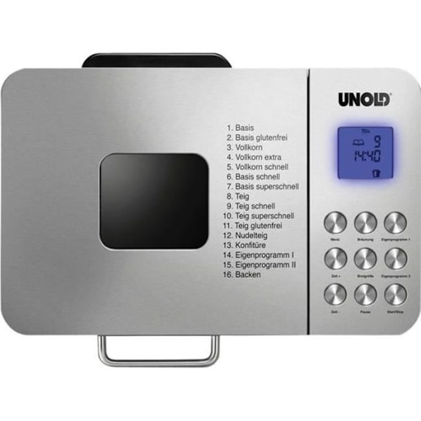 UNOLD BACKMEISTER 68456 Edel brödmaskin - 550W - 16 program - LCD-skärm - Grå