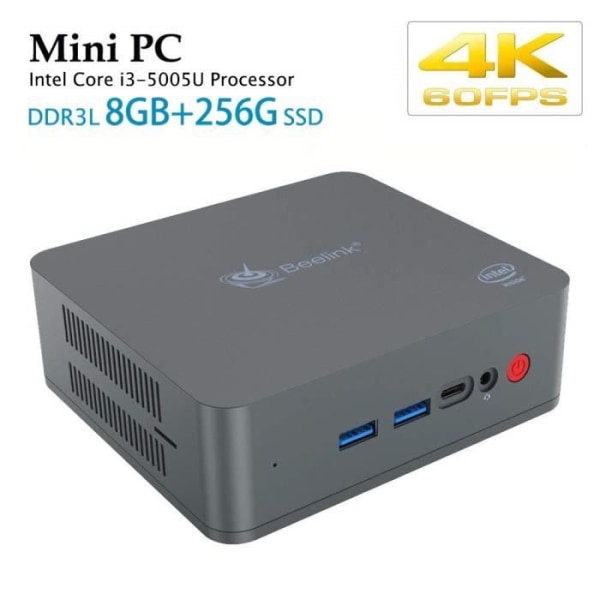 Beelink U55 Mini PC - Intel Core i3-5005U - 8 GB RAM + 256 GB SSD - Wi-Fi 2,4 + 5,8 GHz - Intel HD Graphics 5500