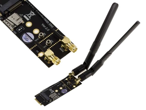 M.2 B-Key-adapter + Nano SIM för 3G/4G/5G-moduler (3042/3052) med 2 antenner - KALEA
