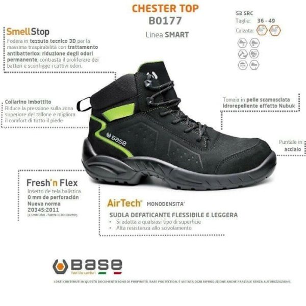 ANTINFORTUNISTICA BASE CHESTER TOP HIGH S3 SRC Svart Nero 44
