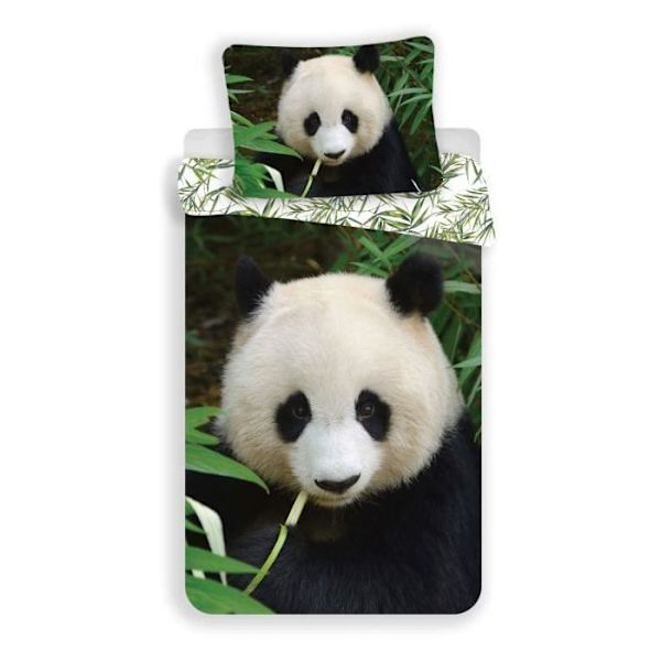 Sängkläder - Panda - Vändbar - 100% Bomull - Svart och vit Vit och svart