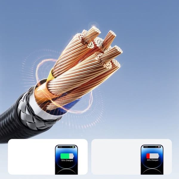 USB-C - Lightning-kabel - JOYROOM - S-A28 - 30W PD - 2 m - Flätad nylon