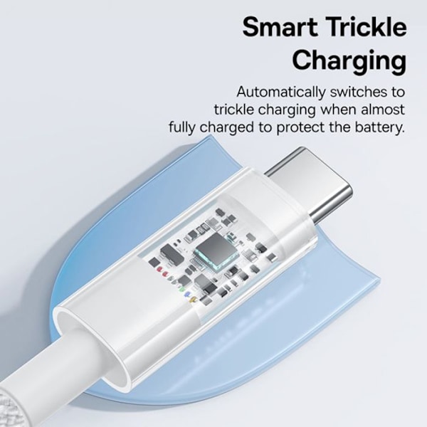 USB-kabel till Type-C, Super Snabb Laddning 100W, 2m - Baseus Gem (P103737300222211-01) - Månsilver