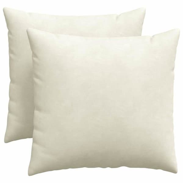 Veloursoffkuddar - vidaXL - 50x50x20 cm - Gräddvit - Avtagbara överdrag - Polyesterfyllning