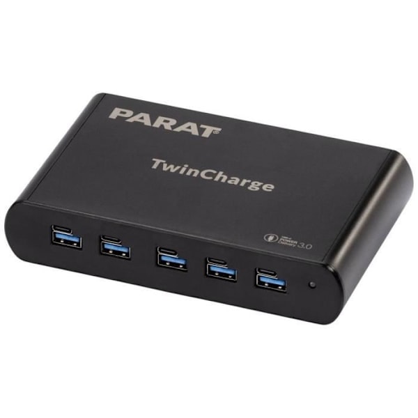Inomhus USB-laddare - Parat - PARAPROJECT TC-5 TwinCharger GAN - 5 enheter samtidigt - USB-A och USB-C