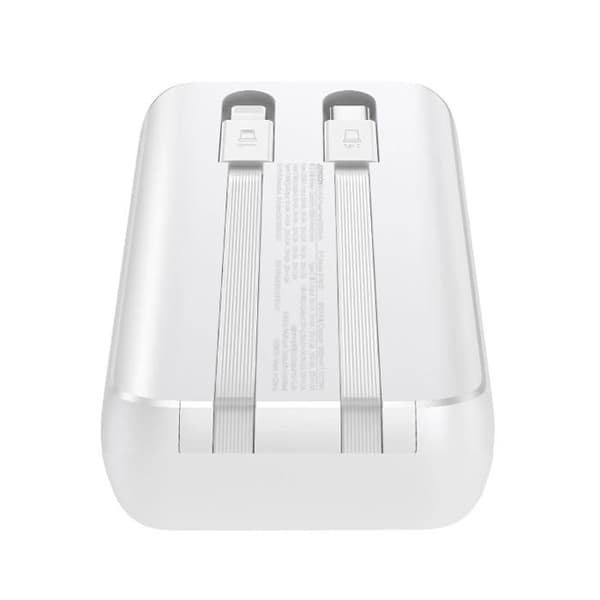 Mini extern batteri Joyroom Jr-Pbc06 med integrerade USB-C till Lightning-kablar Vit