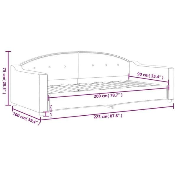 vidaXL Sängsoffa mörkgrå 90x200 cm tyg 354184