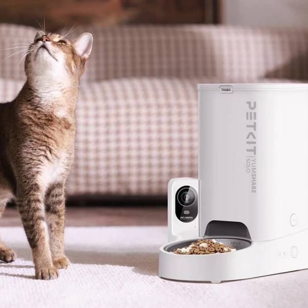 Automatisk foderdosering - PET KIT - YumShare Solo - 3L - Infraröd kamera - Ansluten Vit och antracitgrå