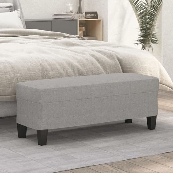 Bänk - Ljusgrå - 100x35x41 cm - 100% polyester - Samtida stil ljusgrått