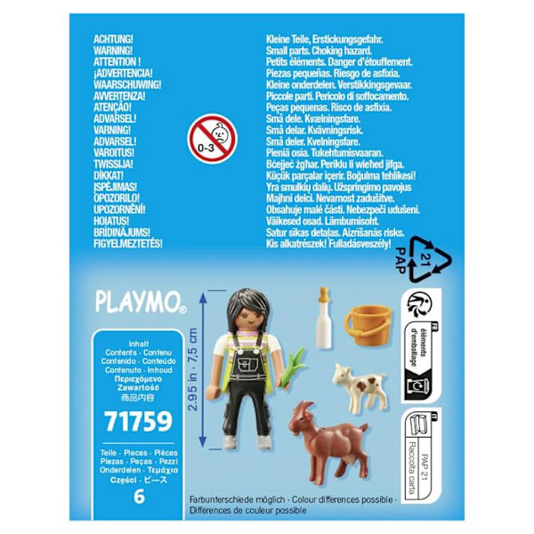 Figurine Playmobil - PLAYMOBIL - PLL71759 - Bondgårdskvinna - Getter - Getkid - Playmobil Country Flerfärgad