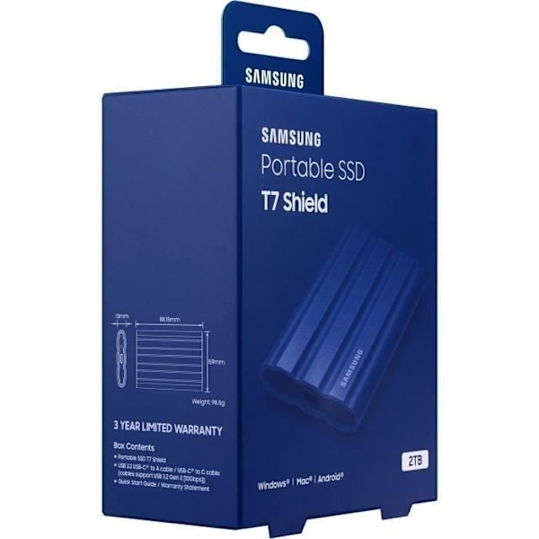 SAMSUNG Extern SSD T7 Shield Blue 2 TB MU-PE2T0R/EU