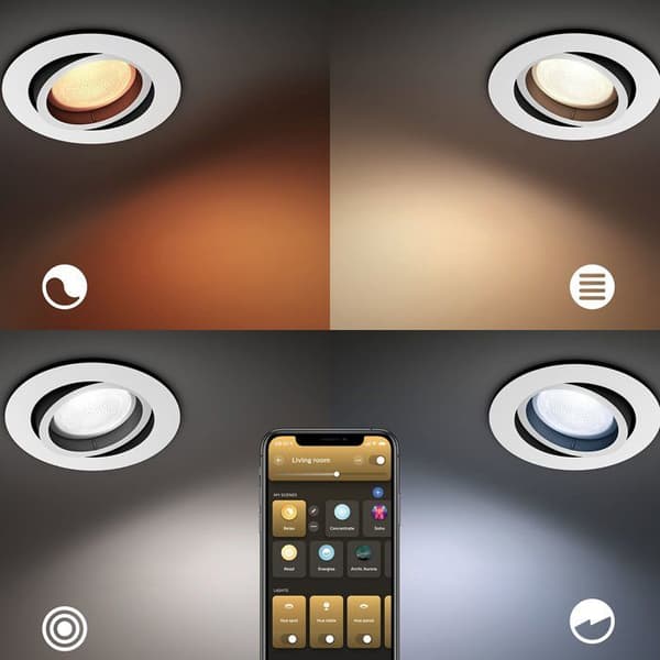 Inbyggd LED-spot - PHILIPS HUE - Centura - 3-pack - vit - GU10 Vit