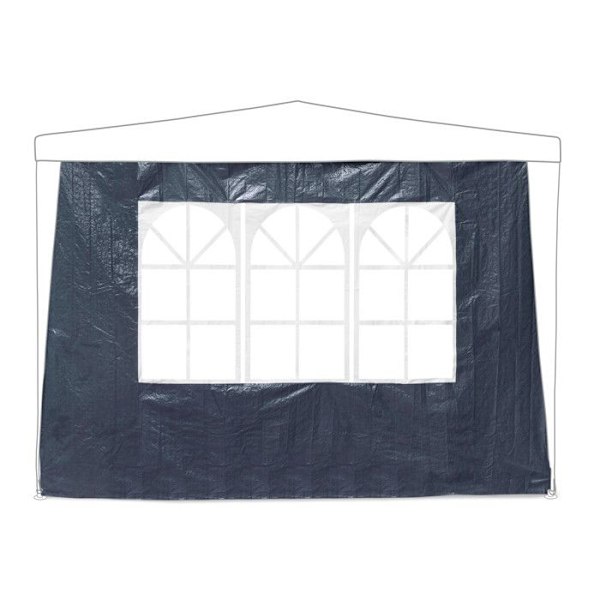 Relaxdays Sidepanel för paviljong, set om 4, 2x3 m, sidopaneler med fönster och blixtlås, blå blå, transparent, vit