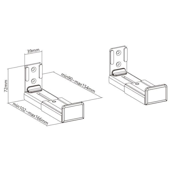 Maclean MC-932 Universal Soundbar-fäste Högtalarfäste Justerbart djup 90~154 mm upp till 1 5 kg 2x fästen