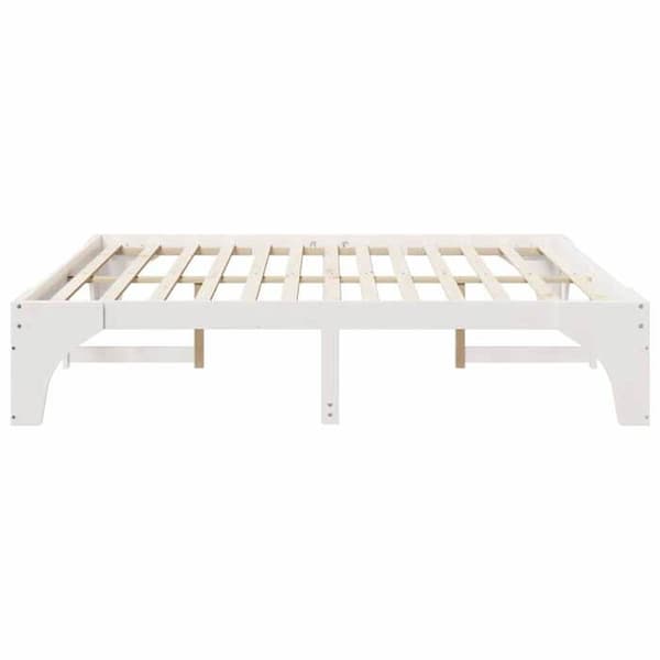 vidaXL Sängram Vit 200 x 200 cm Massivt trä